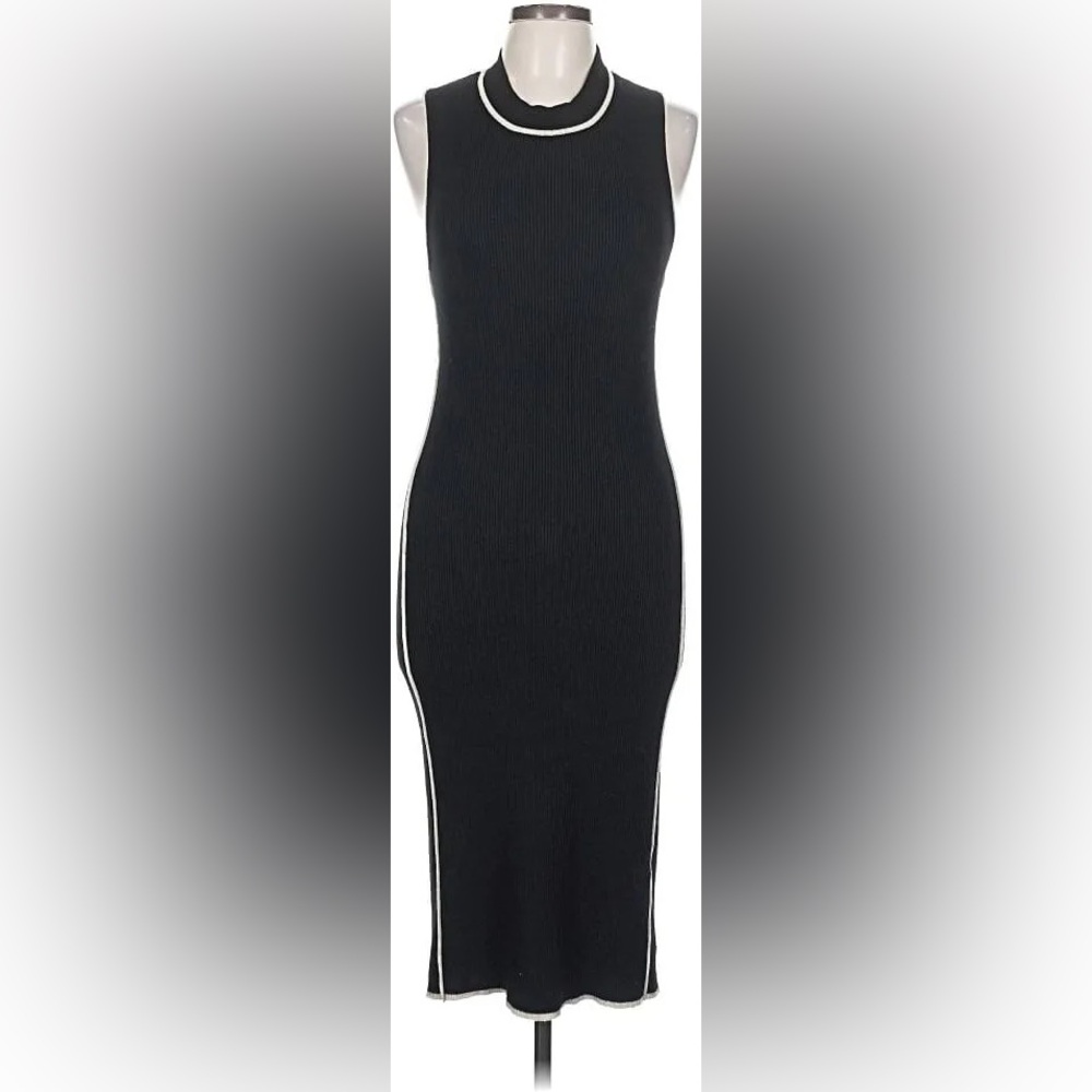 Max Studio Knit Midi Dress - Black and Cream, Women’s Medium